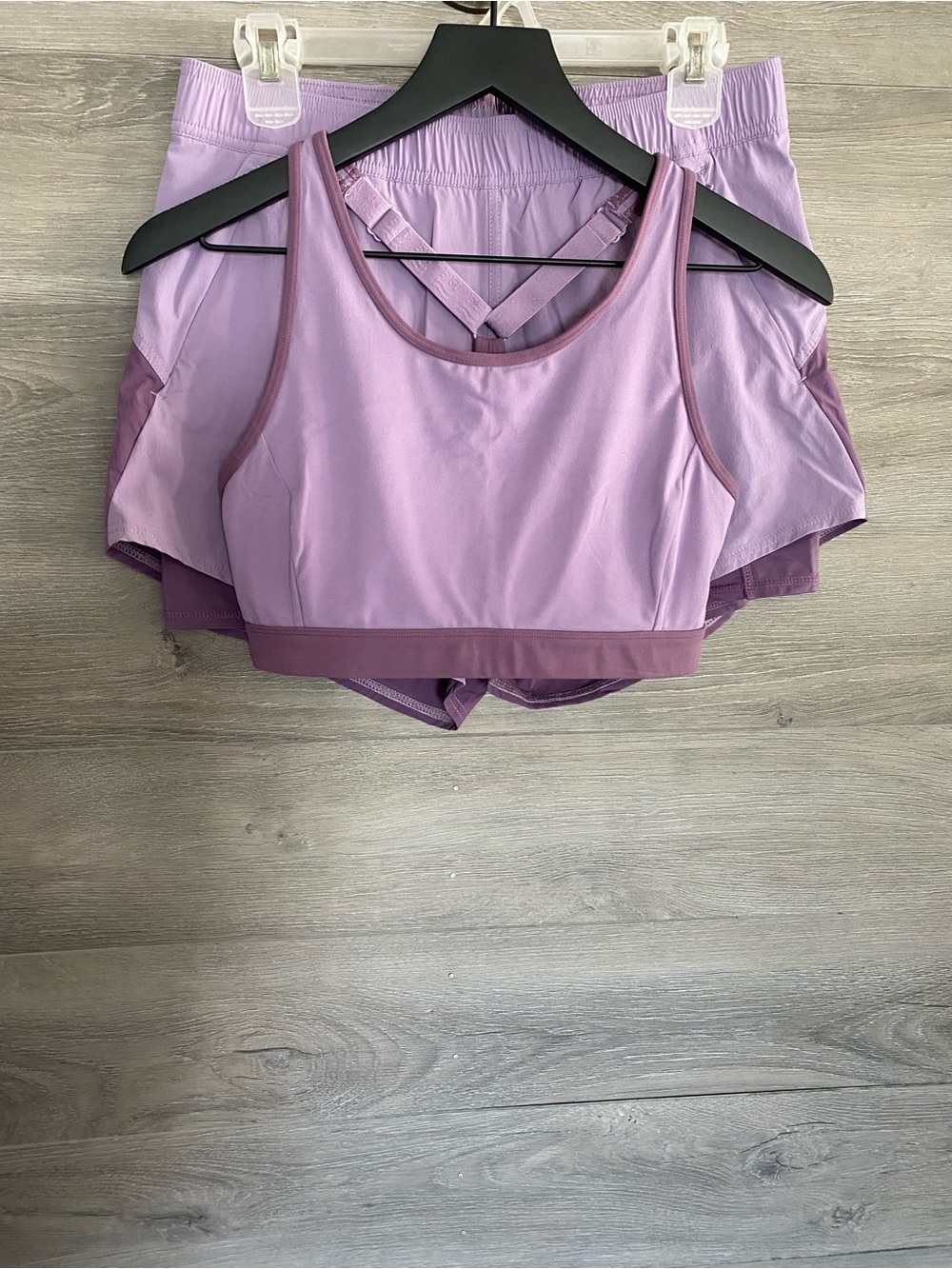 Fair Harbor Athletic Set Shorts Sports Bra Purple M